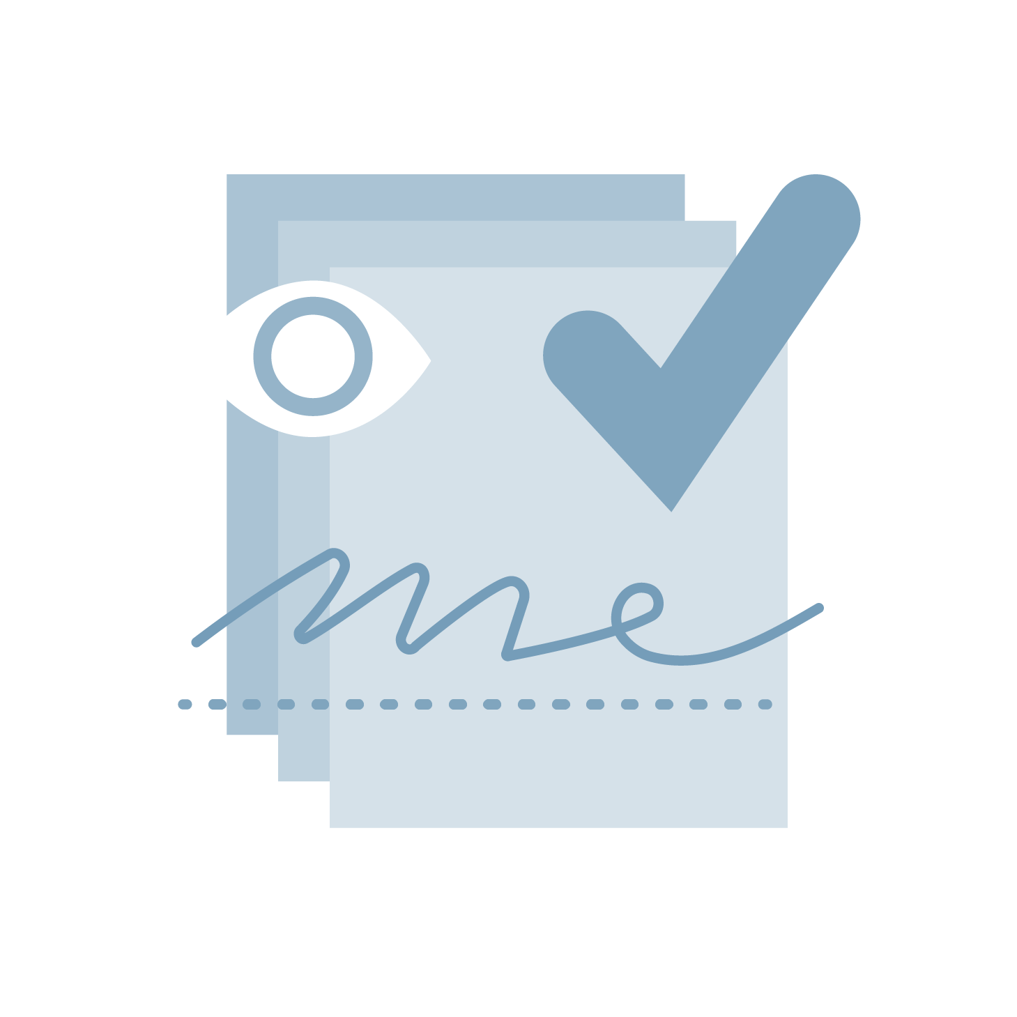 Signature and checkmark on a sheet of paper