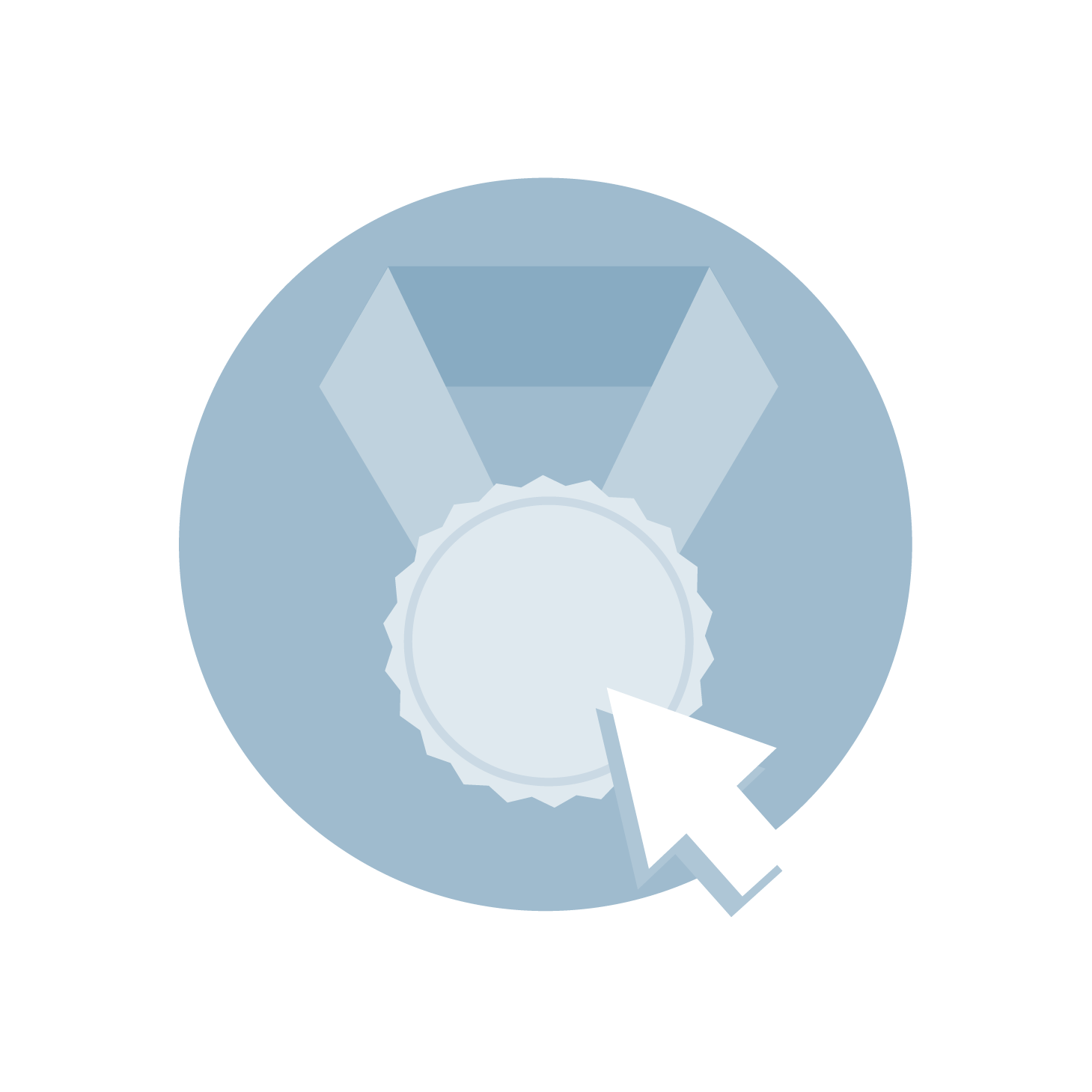 Computer mouse clicking on a first place medal